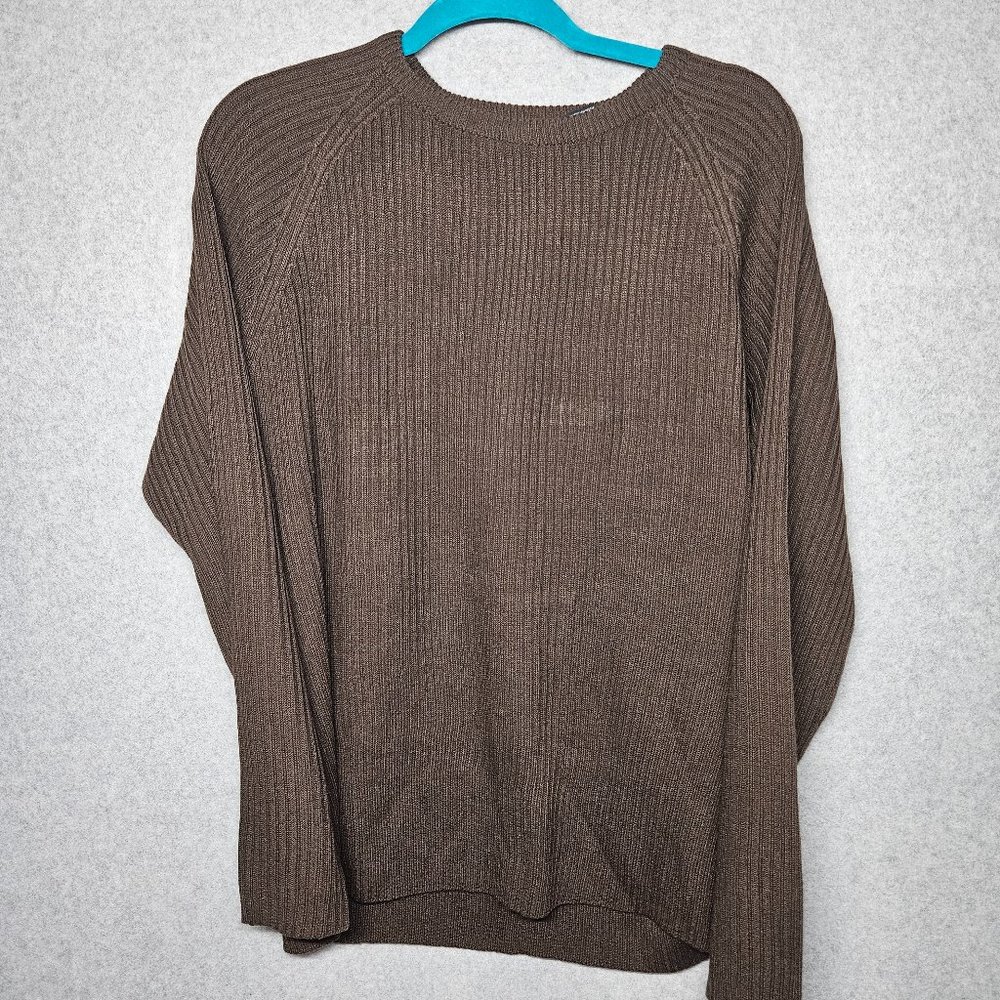 Point X Mens Medium Sweater Pullover Crew Neck Brown